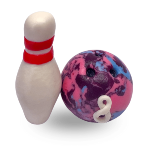 Marzipan Bowling ball and pin figure